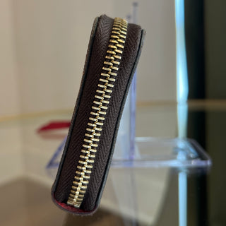 LOUIS VUITTON Clémence Damier Ebene Red Canvas Wallet