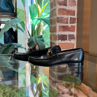 GUCCI Vintage Black Leather Horsebit Loafers SZ7