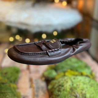 MIU MIU Ruches Brown Nappa Leather Loafers SZ38.5(8.5US)