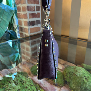 VALENTINO Burgundy Rockstud Small Messenger