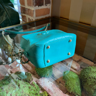 CHANEL Camera Case Turquoise Enamel Stitched Calfskin CC Crossbody