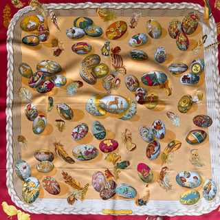 HERMES 1994 Couvée D' Caty Latham Silk Scarf