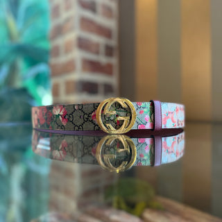 GUCCI GG Supreme Blooms Coated Canvas Belt SZ 90/36