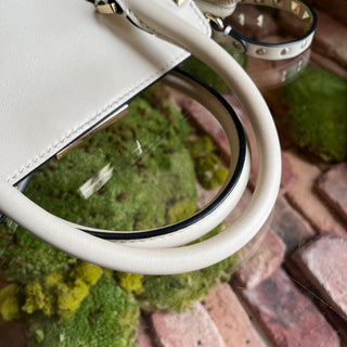 VALENTINO GARAVANI Rockstud Mini White Rigid Leather Tote Bag