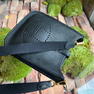 HERMES Evelyne TPM Black Togo Shoulder Bag
