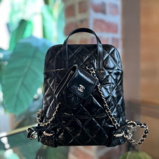 CHANEL My Pocket Quilted Shiny Calfskin Backpack