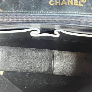 CHANEL Single Flap Black White Lambskin Quilted Shoulder Bag
