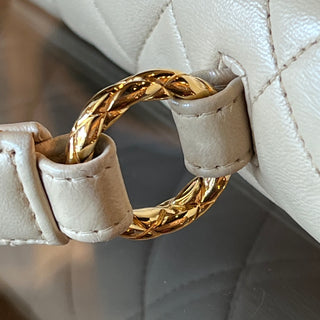 CHANEL Vintage Classic Top Handle Flap Bag Quilted Lambskin Medium