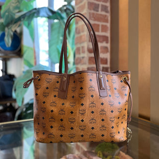 MCM Liz Reversible Cognac Monogram Canvas Tote Bag