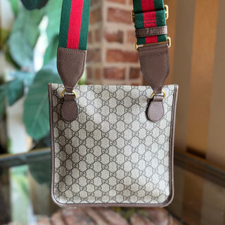 GUCCI Neo Vintage Medium GG Supreme Monogram Web Flap Crossbody