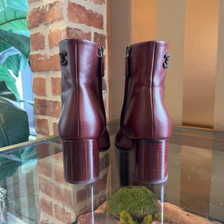 CHANEL CC Burgundy Leather Booties SZ 36.5 (US 6.5)