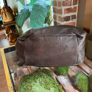 SAINT LAURENT Roady Brown Glitter Soft Leather Hobo Bag