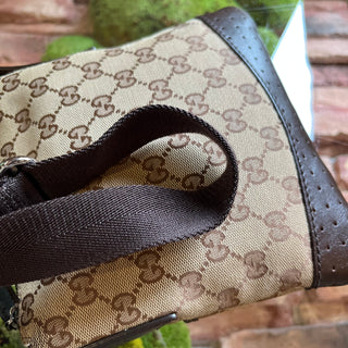 GUCCI Reins GG Monogram Canvas Brown Crossbody Bag
