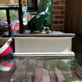 GUCCI Ophidia Bee White Leather Top Handle Bag