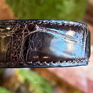 GUCCI Vintage Brown Leather Croc Embossed Buckle Bracelet