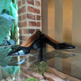 TORY BURCH T Logo Black Patent Leather Heels SZ 8.5