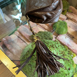 CHANEL Vintage Brown Lambskin Leather Clutch Bag