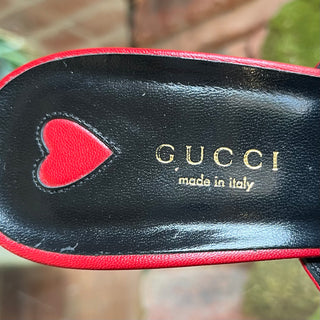 GUCCI Red Leather Horsebit Princetown Heeled Mules SZ 41 (US 11)