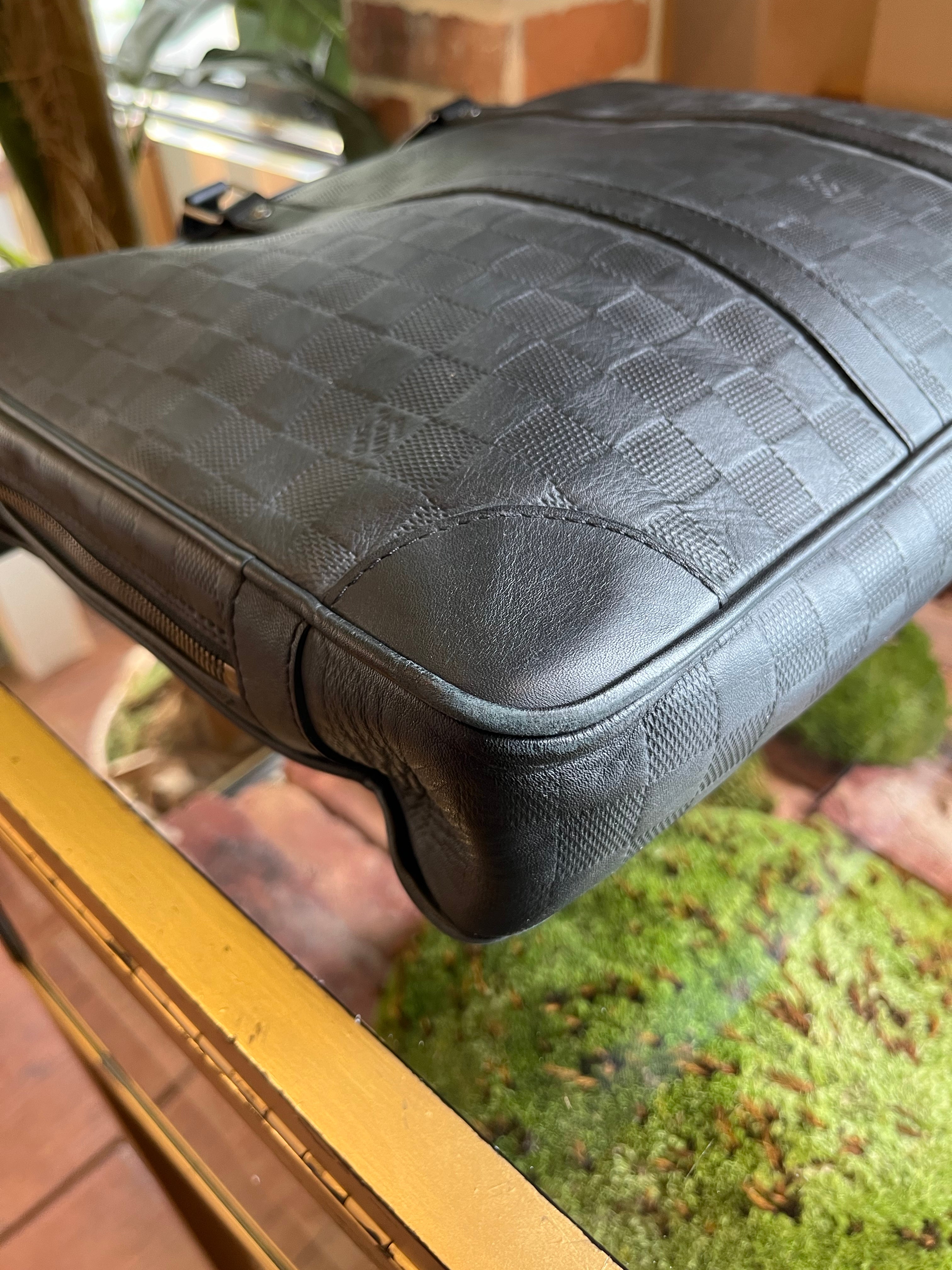 Vintage Briefcase Black Bag Faux Leather Bag Documents Bag 