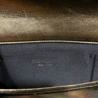 SAINT LAURENT Belle De Jour Large Gold Metallic Calfskin Monogram Clutch