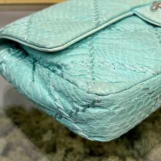 CHANEL East West Flap Aqua Blue Python Ultimate Stitch Quilted Crossbody Bag ADI1111