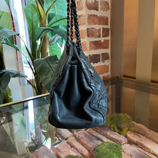 CHANEL Just Mademoiselle Large Black Iridescent Quilted Leather Tote Bag