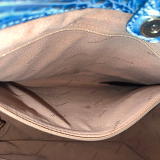 BRAHMIN Athena Tote Blue Melbourne Croc Embossed Leather Tote Bag