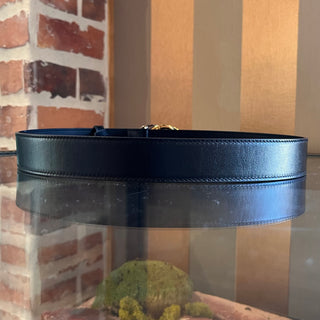 GUCCI Interlocking G Two Tone Buckle Black Leather Belt SZ 75/30