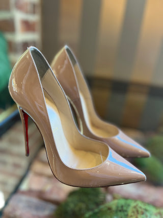 CHRISTIAN LOUBOUTIN Nude Patent So Kate Leather Sz 37