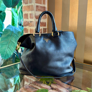 PRADA Brown Leather Daino Two Way Tote