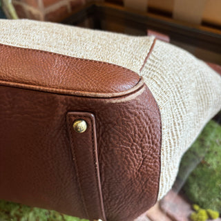 BURBERRY Leather-Trimmed Straw Tote