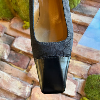GUCCI GG Black Canvas Pumps SZ 8.5