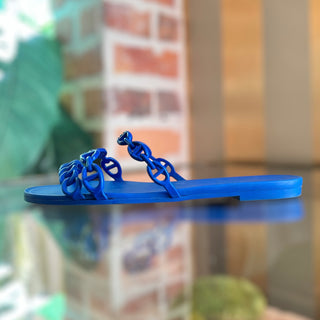 HERMES Chaine d'Ancre Bleu Smalt Rivage Rubber Sandals SZ36(6US)