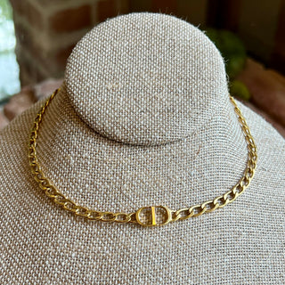 DIOR Matte Gold Metal Petit CD Choker Necklace