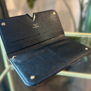 LOUIS VUITTON Monogram Canvas Black Leather Kimono Wallet
