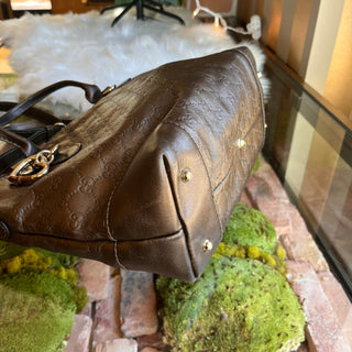 GUCCI Heart-Bit Brown Metallic Guccissima Leather Tote