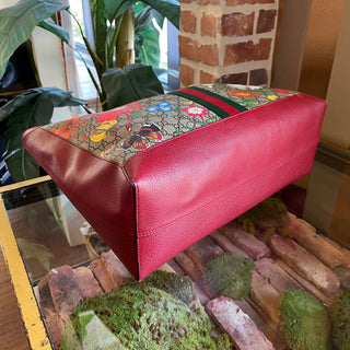 GUCCI Large Red Supreme GG Flora Coated Canvas Ophidia Tote Bag