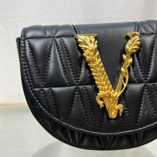 VERSACE Virtus Vitello Black Belt Bag