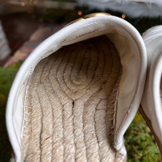 GUCCI 38.5(8.5US) Great White Nappa Leather Slip On Espadrilles