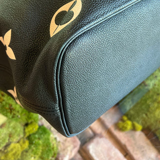 LOUIS VUITTON Neverfull MM Black Beige Empreinte Monogram Giant Tote Bag