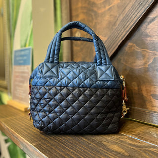 MZ WALLACE Medium Sutton Deluxe Black Navy Tote Bag
