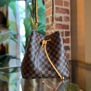 LOUIS VUITTON Neonoe MM Safron Damier Ebene Canvas Bucket Bag
