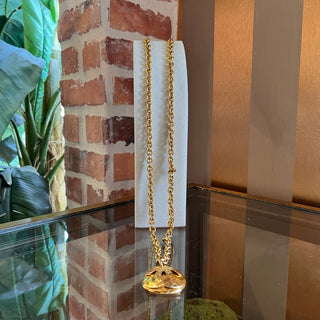 CHANEL CC Gold Plated Tear Drop Gold Necklace
