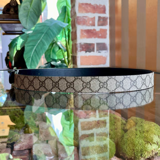 GUCCI Supreme Belt Black GG Canvas Reversible Belt 105/42(14US)
