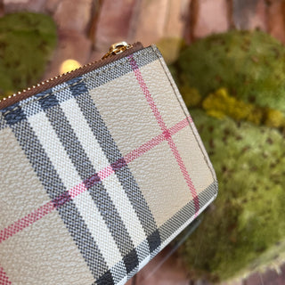 BURBERRY Compact Small Beige Check Canvas Wallet