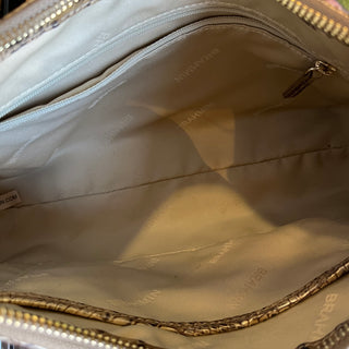 BRAHMIN Esme Gold Croc Embossed Leather Shoulder Bag