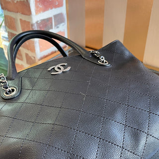 CHANEL Urban Shopping Small Black Grained Vegetal Calfskin Tote