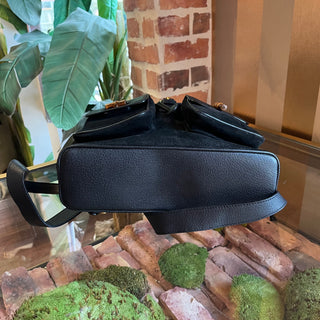 GUCCI Vintage Bamboo Black Suede Backpack