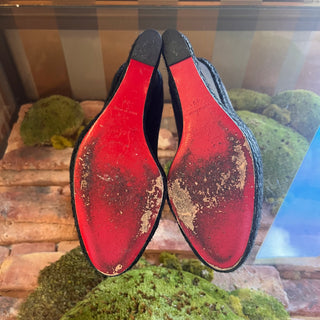 LOUBOUTIN Deroba Gray Flannel Peep Toe Espadrilles Booties SZ 40 (US 10)