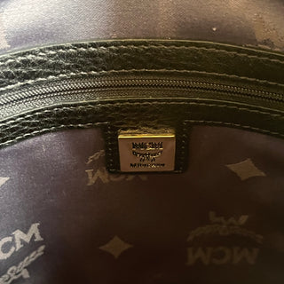 MCM Black Grained Leather Tassel Hobo Bag